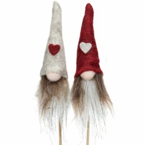 Tomte Stick Hjärta Röd/Creme