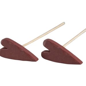 Trähjärta Stick Vinröd