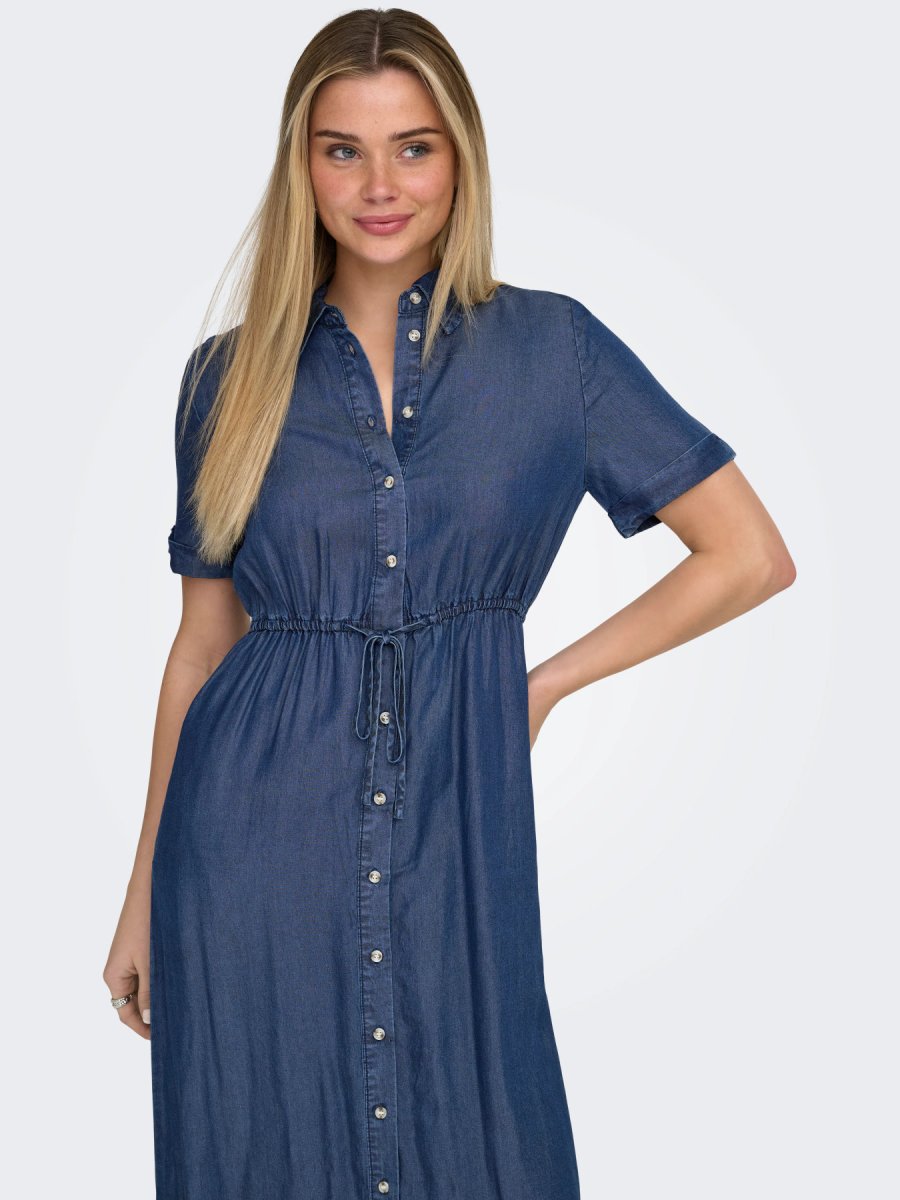 ONLCHARIS LIFE 2/4 SHIRT DRESS Dark Blue Denim - Bild 7