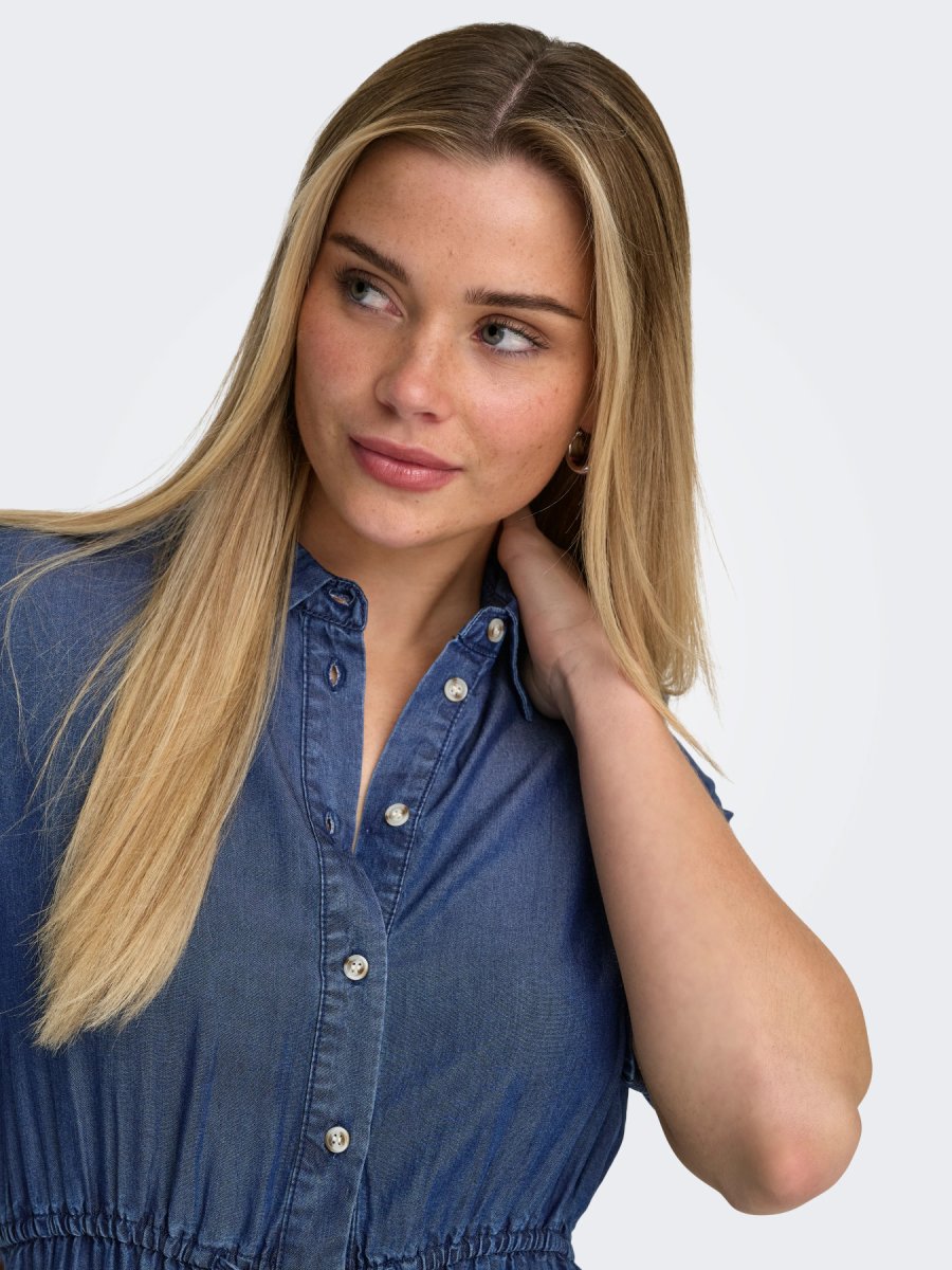 ONLCHARIS LIFE 2/4 SHIRT DRESS Dark Blue Denim - Bild 8