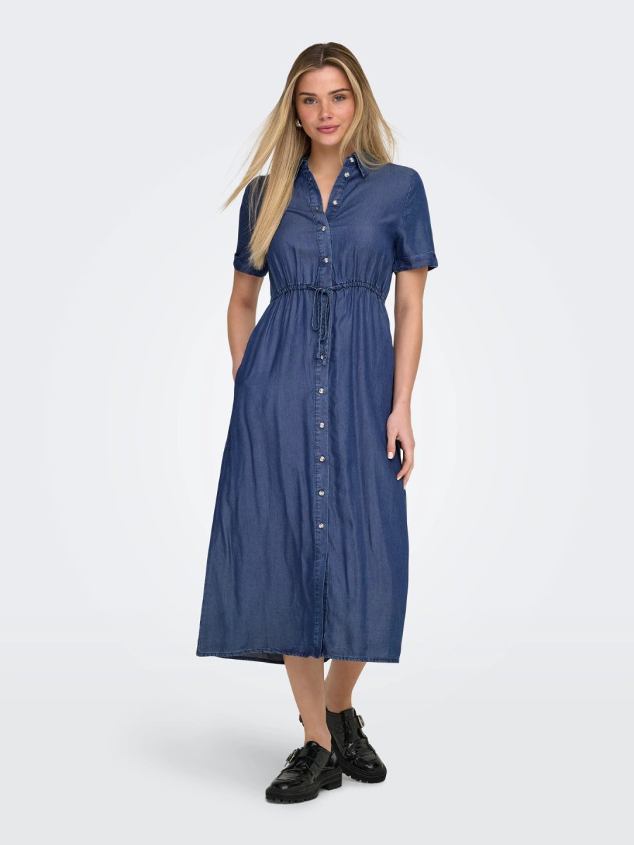 ONLCHARIS LIFE 2/4 SHIRT DRESS Dark Blue Denim - Bild 5
