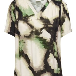CARKERSTIN S/S V-NECK TOP Oatmeal