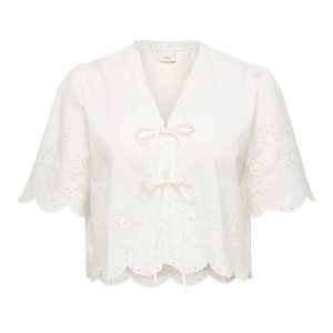 CARMIFFY S/S EMB TIE TOP Cloud Dancer