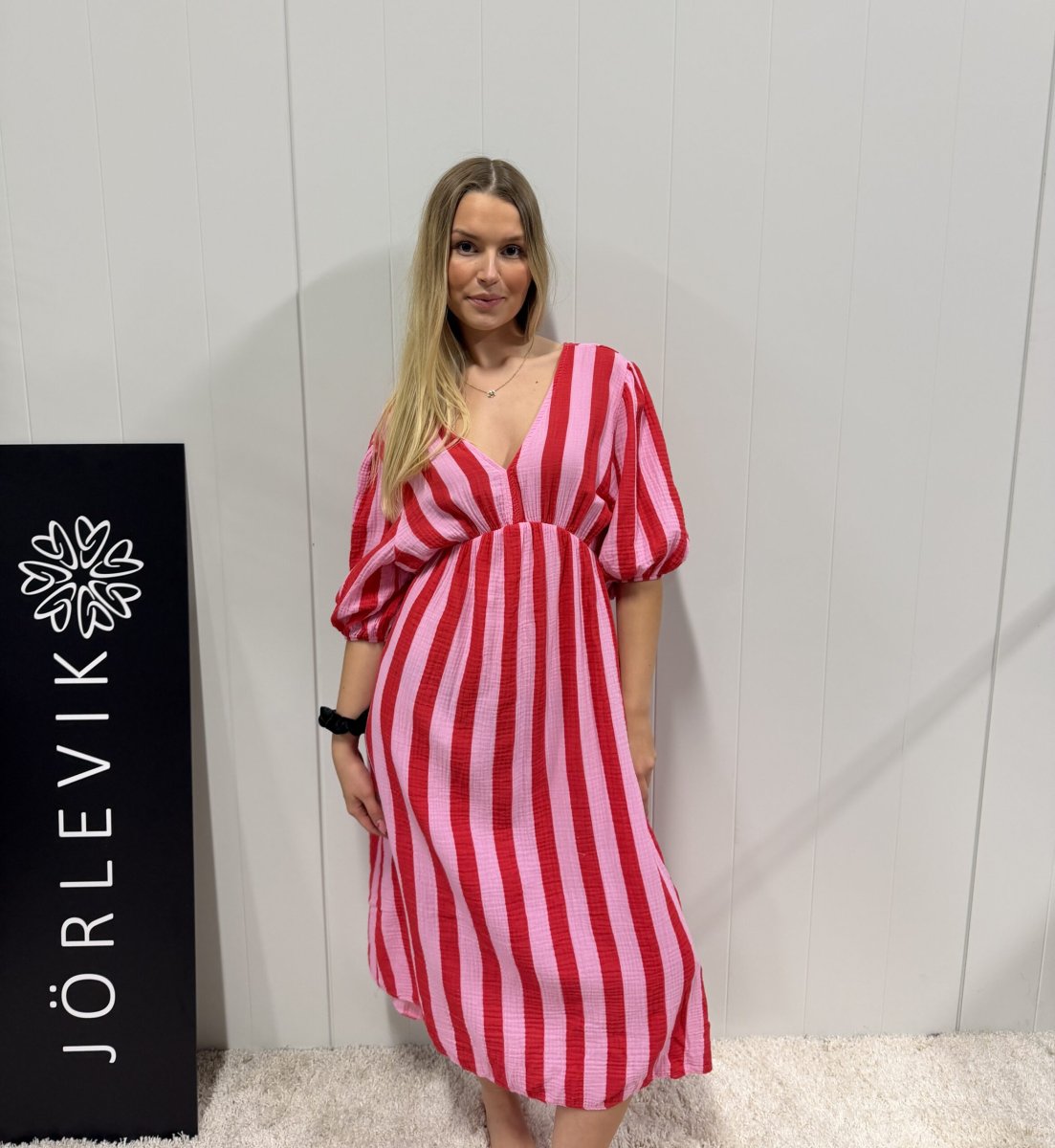 JÖRLEVIK SUMMERDRESS STRIPED Rosa/Röd - Bild 3