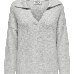ONLMAGGIE LIFE LS SPLIT NECK Light Grey Melange