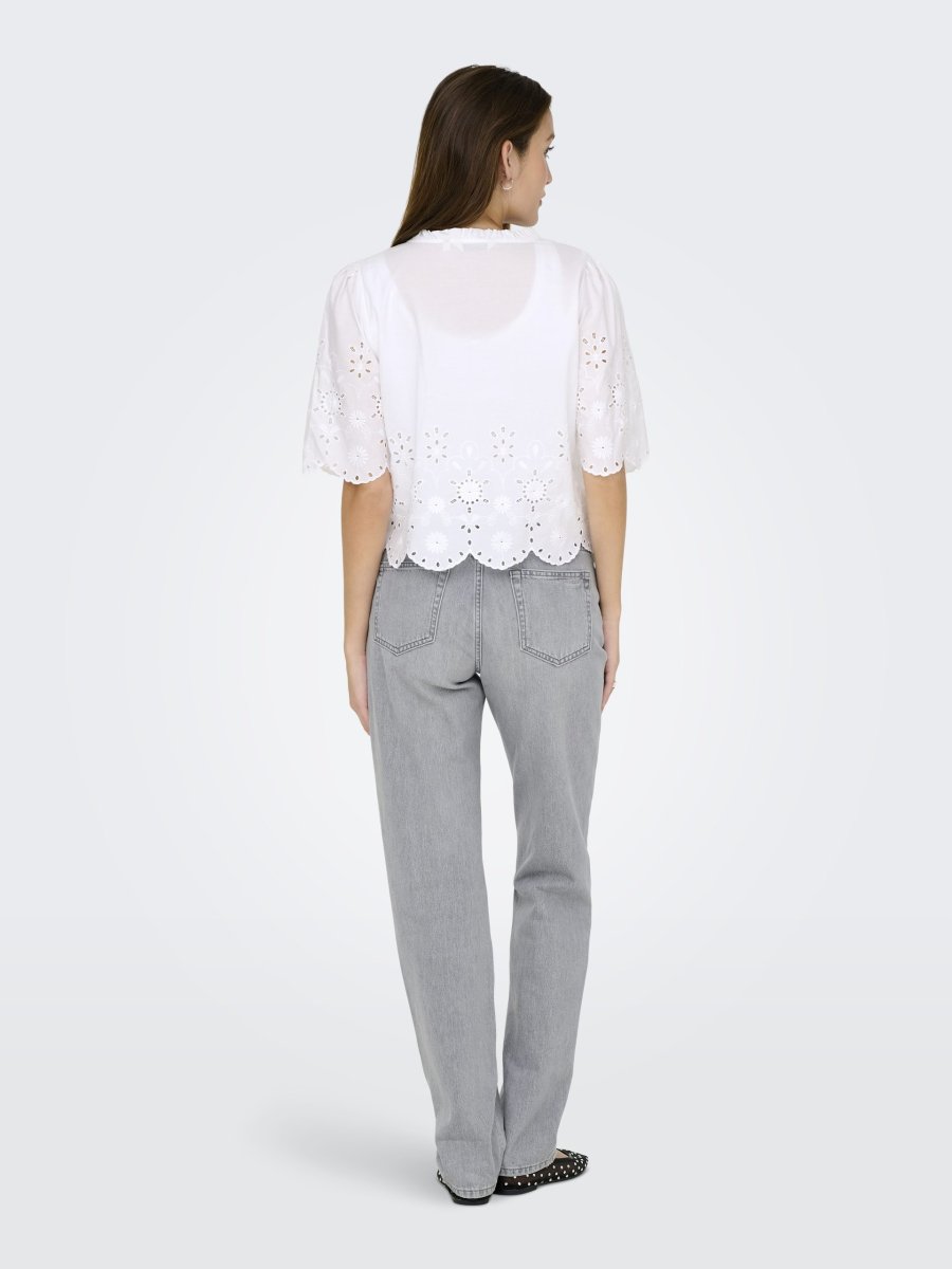 ONLMIFFY S/S EMB TIE TOP Cloud Dancer - Bild 7