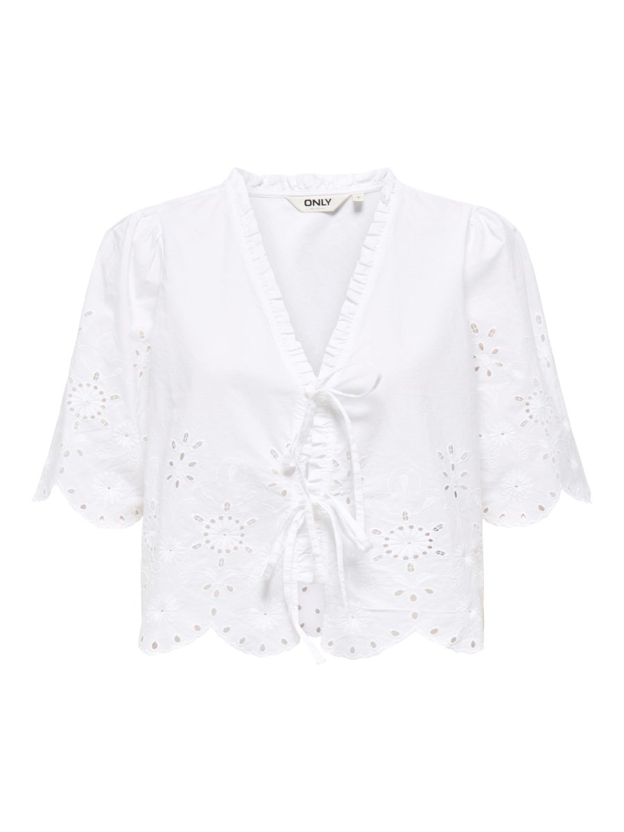 ONLMIFFY S/S EMB TIE TOP Cloud Dancer - Bild 2