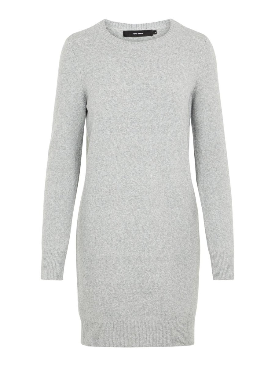 VMDOFFY LS O-NECK DRESS Light Grey Melange