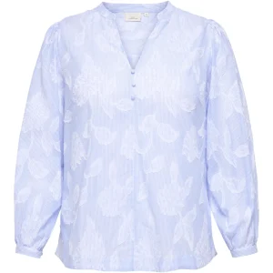CARTORRA L/S V-NECK STRIPE TOP Cashmere Blue