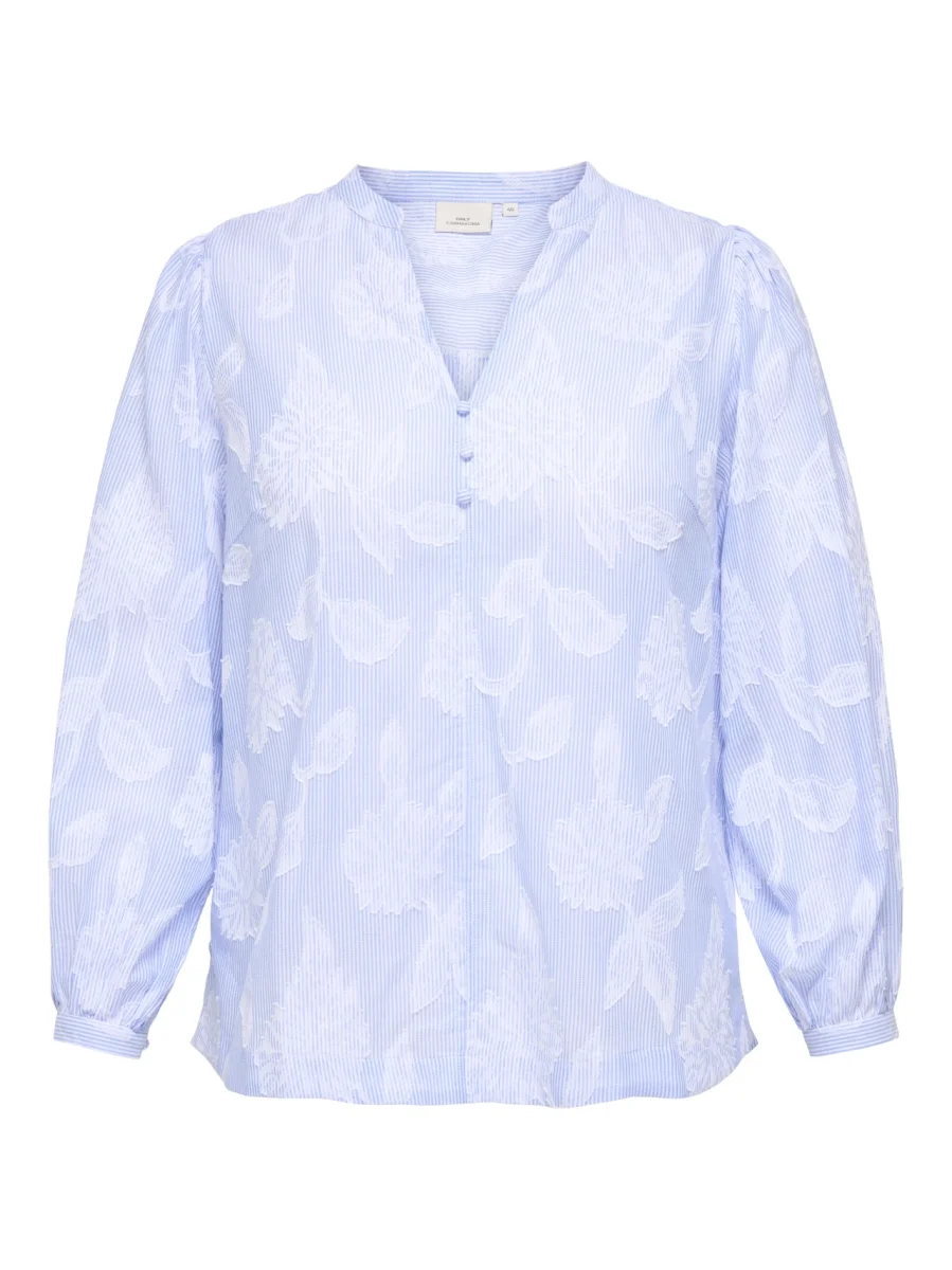 CARTORRA L/S V-NECK STRIPE TOP Cashmere Blue