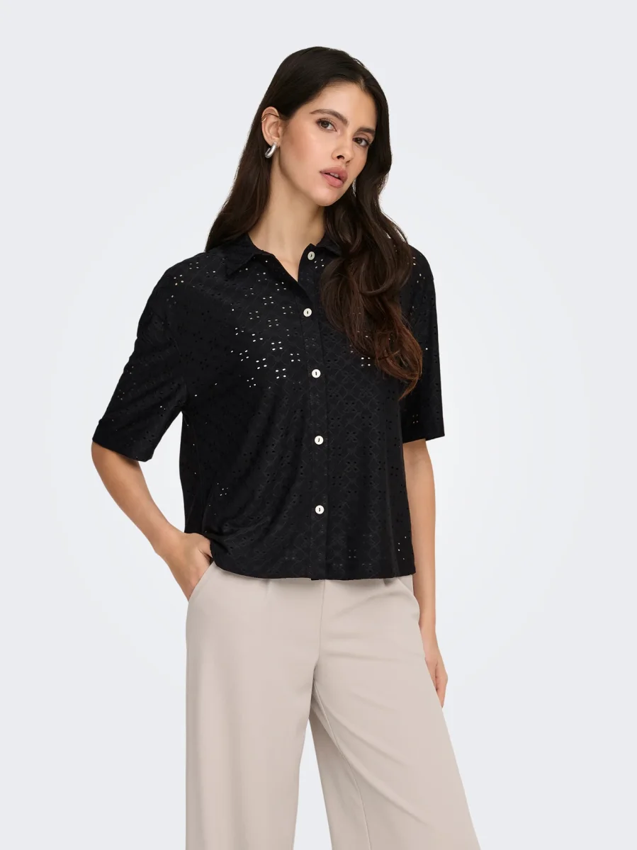 JDYCATHINKA S/S BUTTON TOP Black - Bild 4