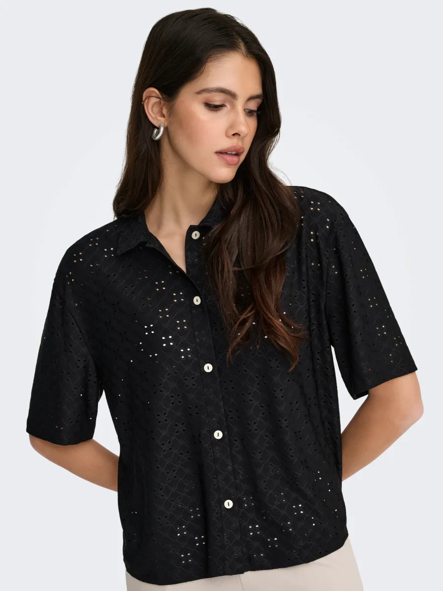 JDYCATHINKA S/S BUTTON TOP Black - Bild 5